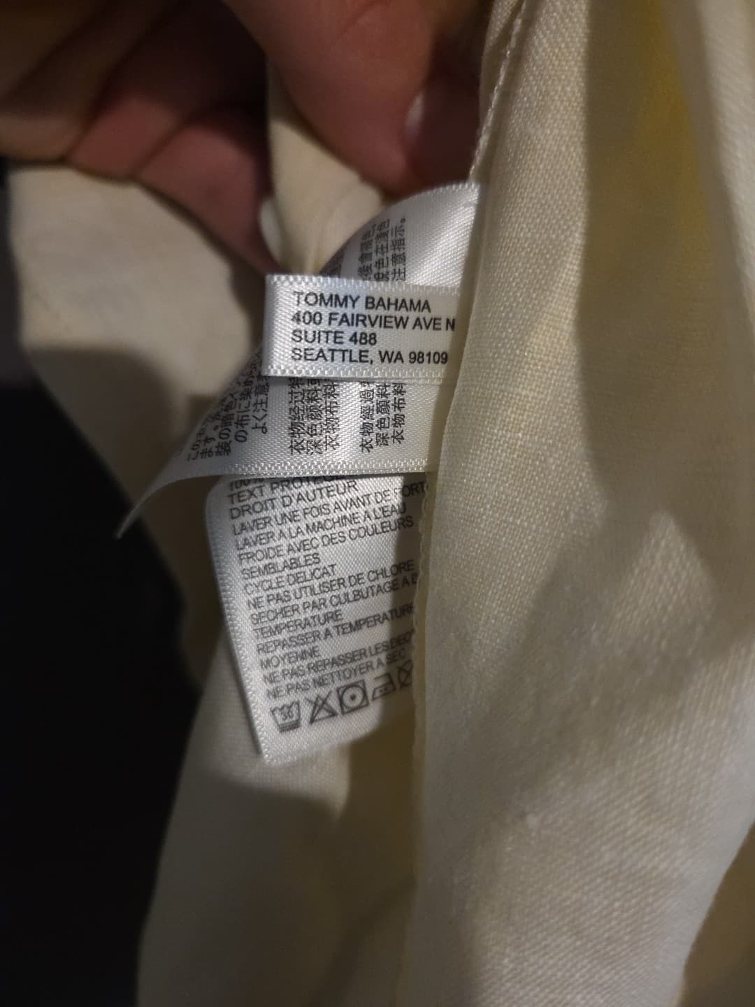 Tommy Bahama 100% Linen Shirt Mens XL Yellow Parrot Embroidered Flip Cuffs - Thumbnail 6