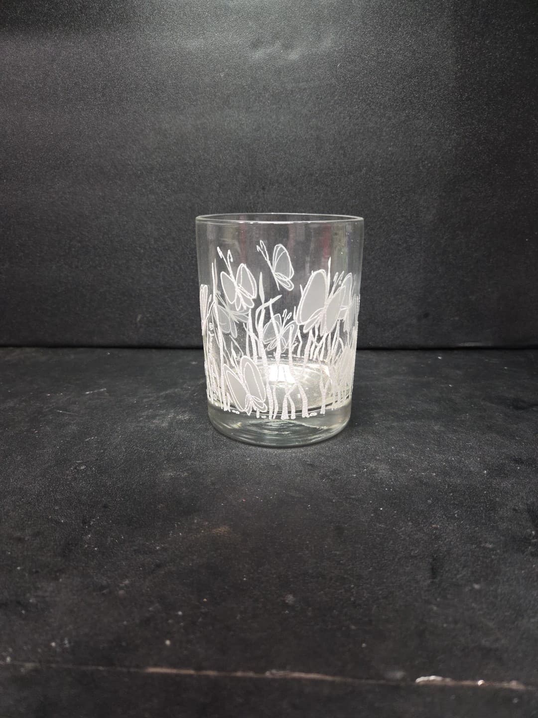 Georges Briard Butterfly Rocks Cocktail Glass Textured Single Vintage 4” - Thumbnail 2
