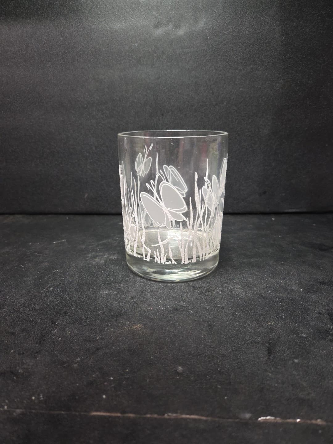 Georges Briard Butterfly Rocks Cocktail Glass Textured Single Vintage 4” - Thumbnail 3
