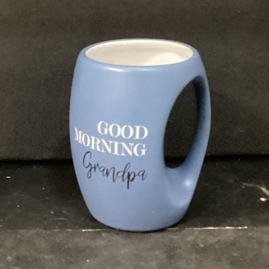 Pavilion "Good Morning Grandpa" Matte Blue Coffee Cup, 16oz Hand-Warming Mug - Thumbnail 2