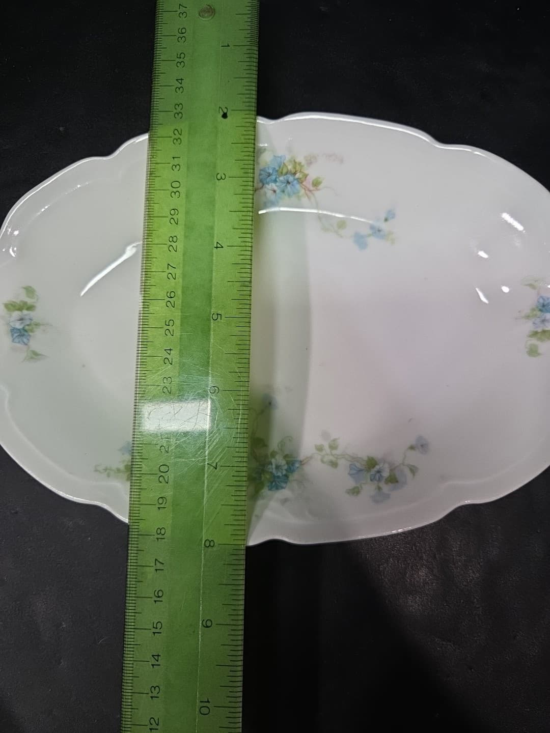 Savoy BB&F Blue Floral Platter, Vintage Serving Ware, Bone China, Gold Accents - Thumbnail 4
