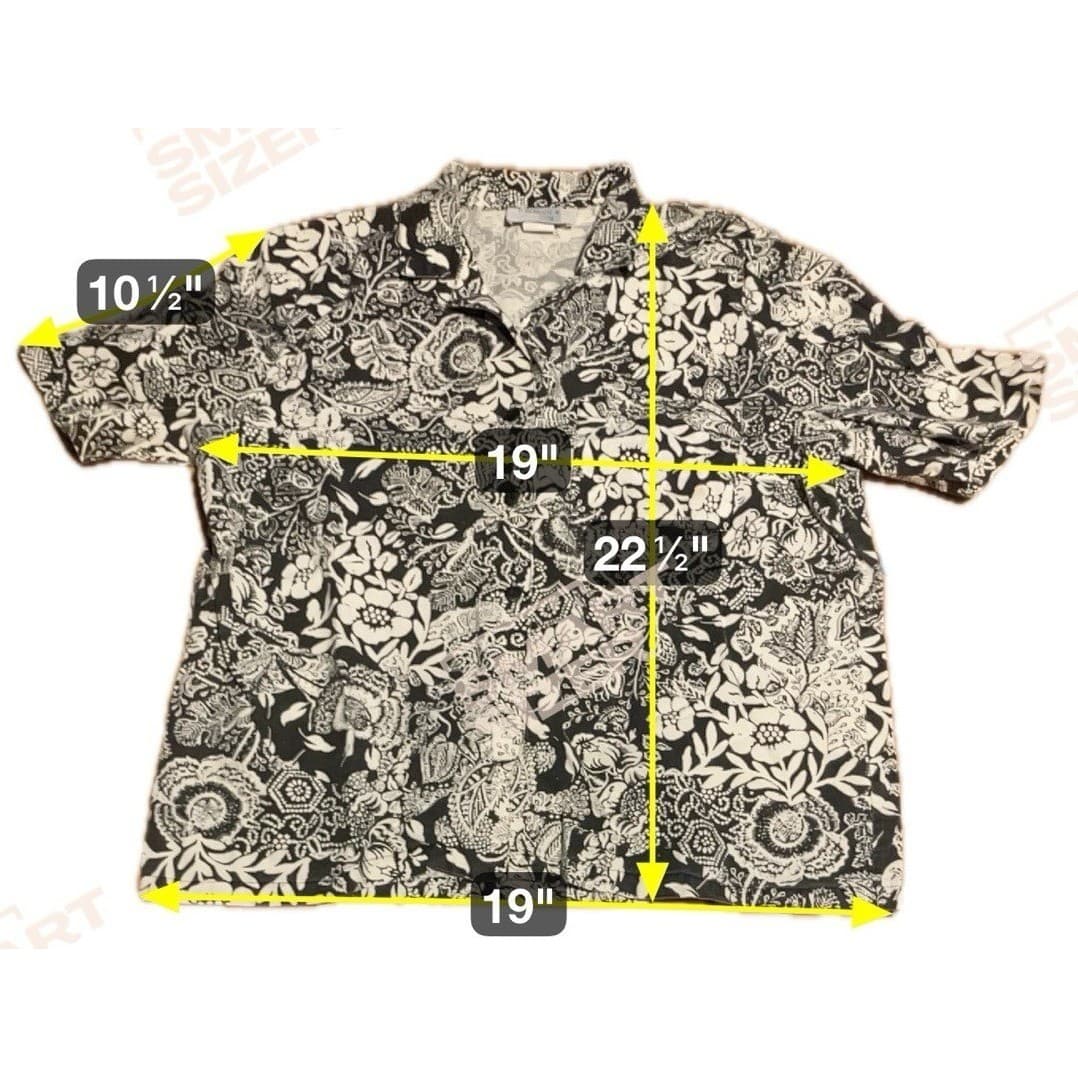 Petites by Fundamental Things Vintage Black White Floral Paisley Button Up Shirt - Thumbnail 8