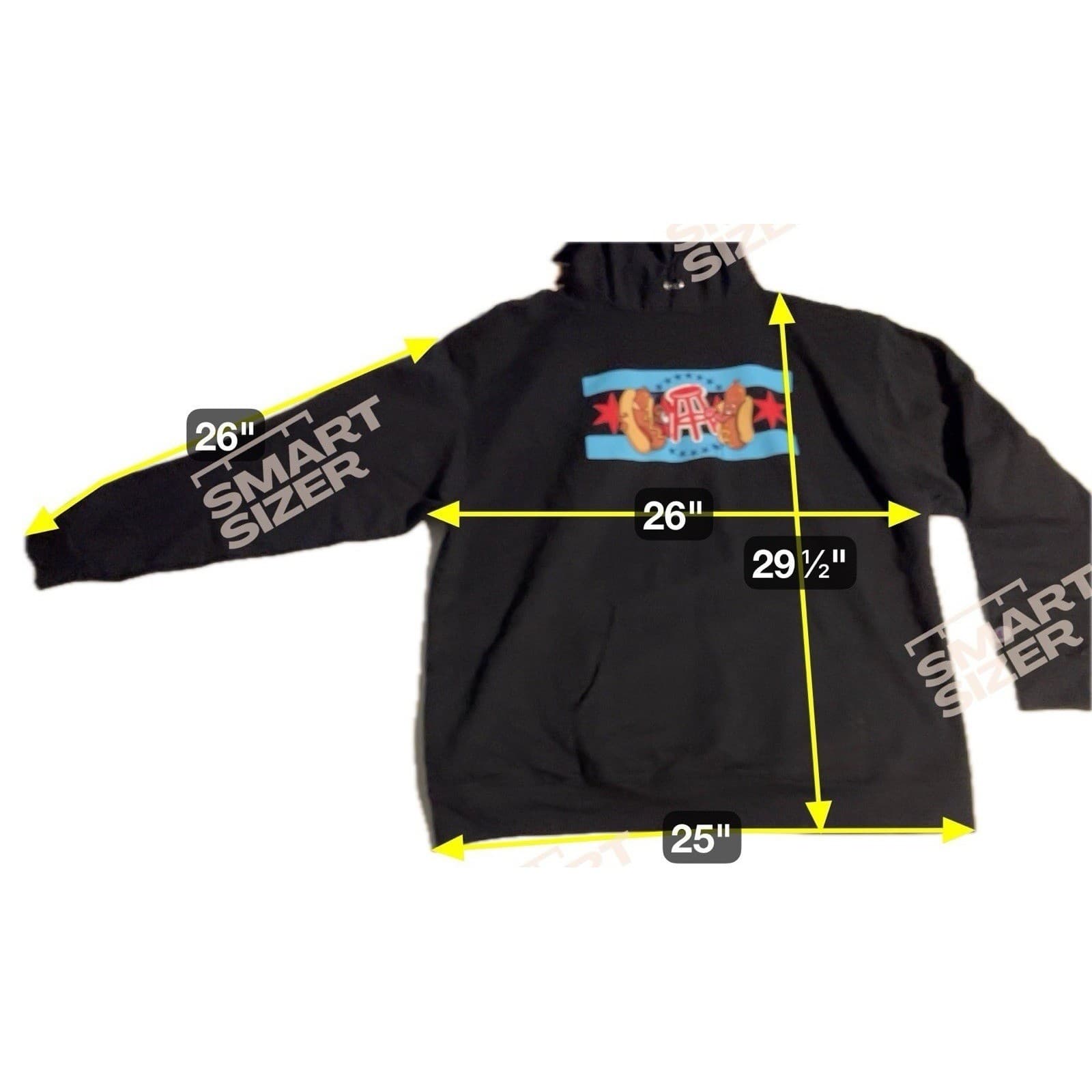 Champion Barstool Sports Chicago Hot Dog Flag Black Hoodie, Men's 3XL S700 BK - Thumbnail 2