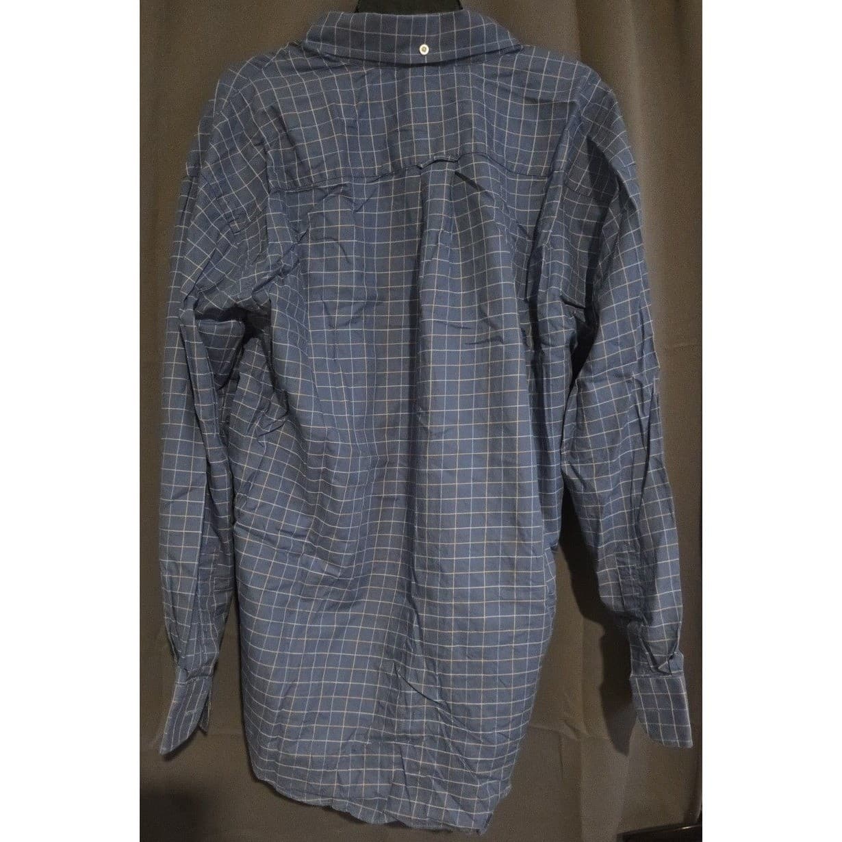 Nautica Blue Grid Traveler Twill Long Sleeve Button Down, Men's XL Shirt, Cotton - Thumbnail 4