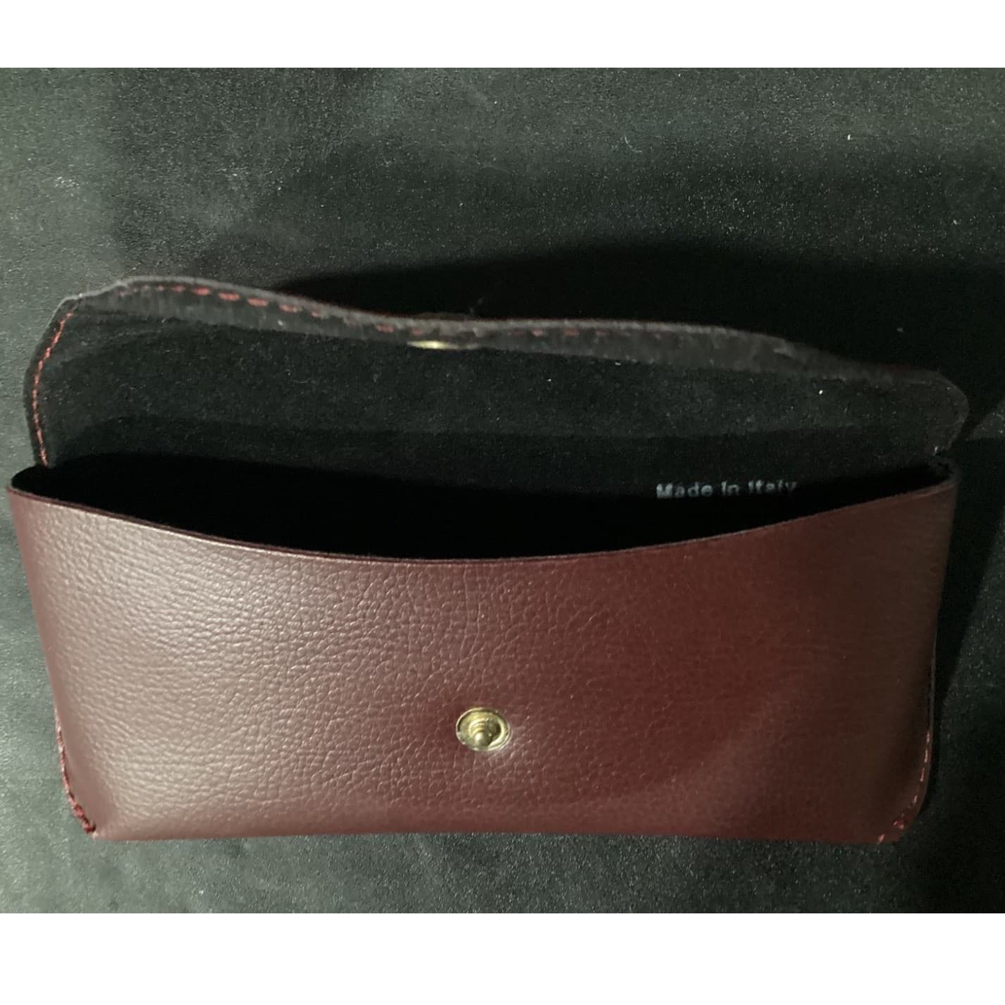 Brooks Brothers Burgundy Pebbled Leather Eyewear Case Made in Italy Snap Closure - Thumbnail 7