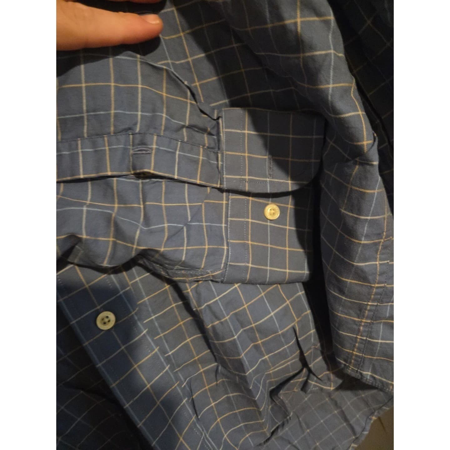Nautica Blue Grid Traveler Twill Long Sleeve Button Down, Men's XL Shirt, Cotton - Thumbnail 7