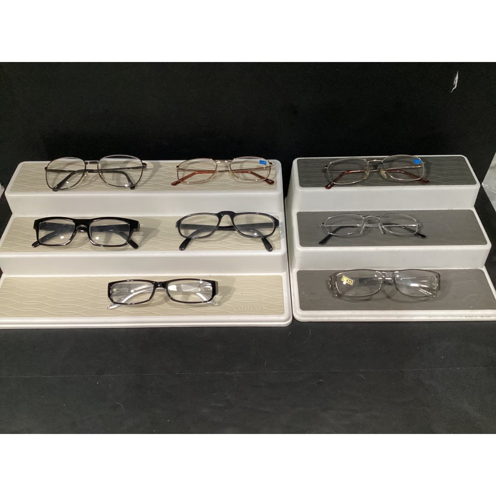 Lot of 8 Assorted Eyeglass Frames Metal Acetate Rectangular Oval Black Silver - Thumbnail 2