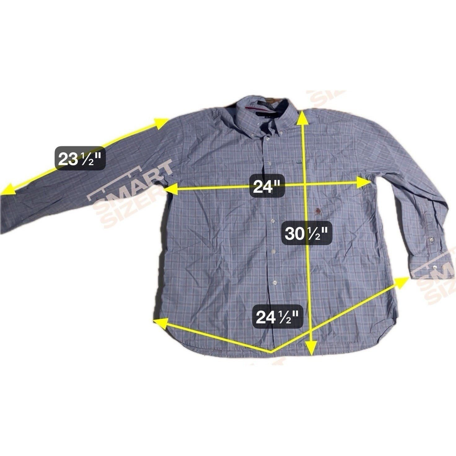 Tommy Hilfiger Blue Plaid Long Sleeve Button Down, Men's XL Shirt, Crest Logo - Thumbnail 2