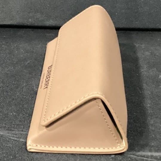 Burberry London England Tan Beige Foldable Eyewear Case with Cleaning Cloth - Thumbnail 4