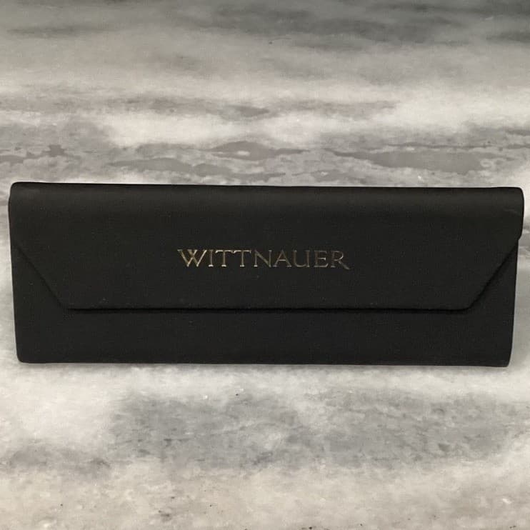 Wittnauer Black Collapsible Triangular Eyeglass Case Gold Logo Magnetic Closure - Thumbnail 2