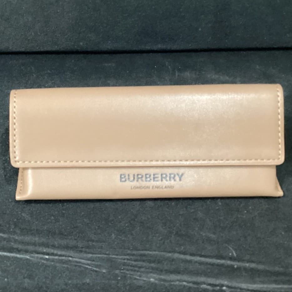Burberry London England Tan Beige Foldable Eyewear Case with Cleaning Cloth - Thumbnail 2