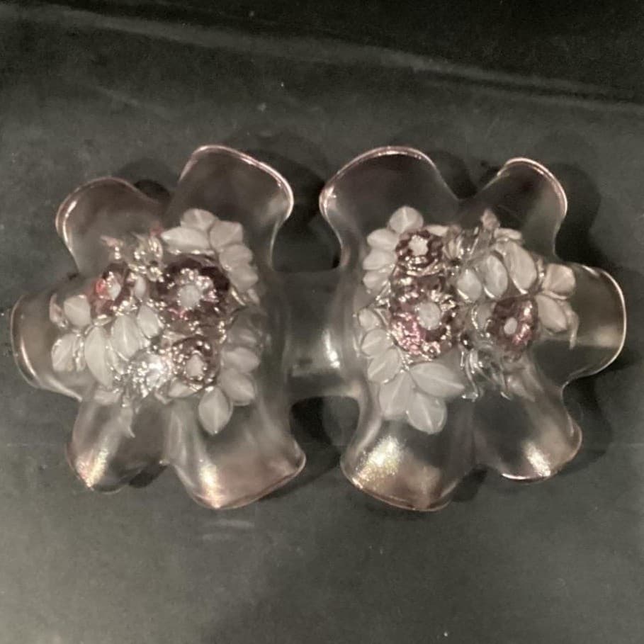Mikasa Double Bowl Ruffled Relish Dish, Vintage Clear & Pink Edged Art Glass - Thumbnail 4