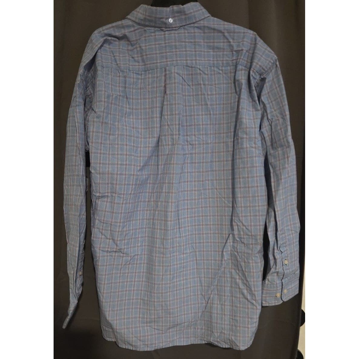 Tommy Hilfiger Blue Plaid Long Sleeve Button Down, Men's XL Shirt, Crest Logo - Thumbnail 4