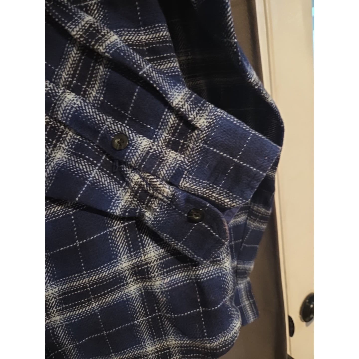 Woolrich Blue Plaid Cotton Flannel Button Down, Men's Large Shirt HMT46235 - Thumbnail 7