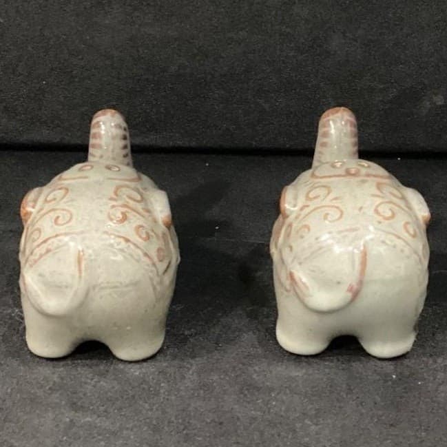 Pier 1 Imports Elephant Salt & Pepper Shakers, Vintage Ceramic Bohemian Kitchen - Thumbnail 6