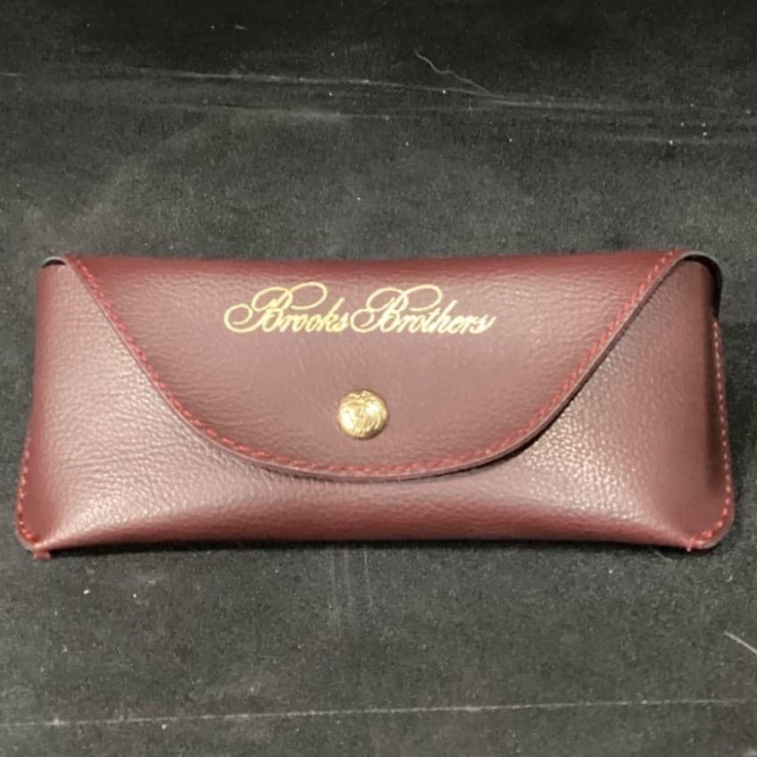 Brooks Brothers Burgundy Pebbled Leather Eyewear Case Made in Italy Snap Closure - Thumbnail 6