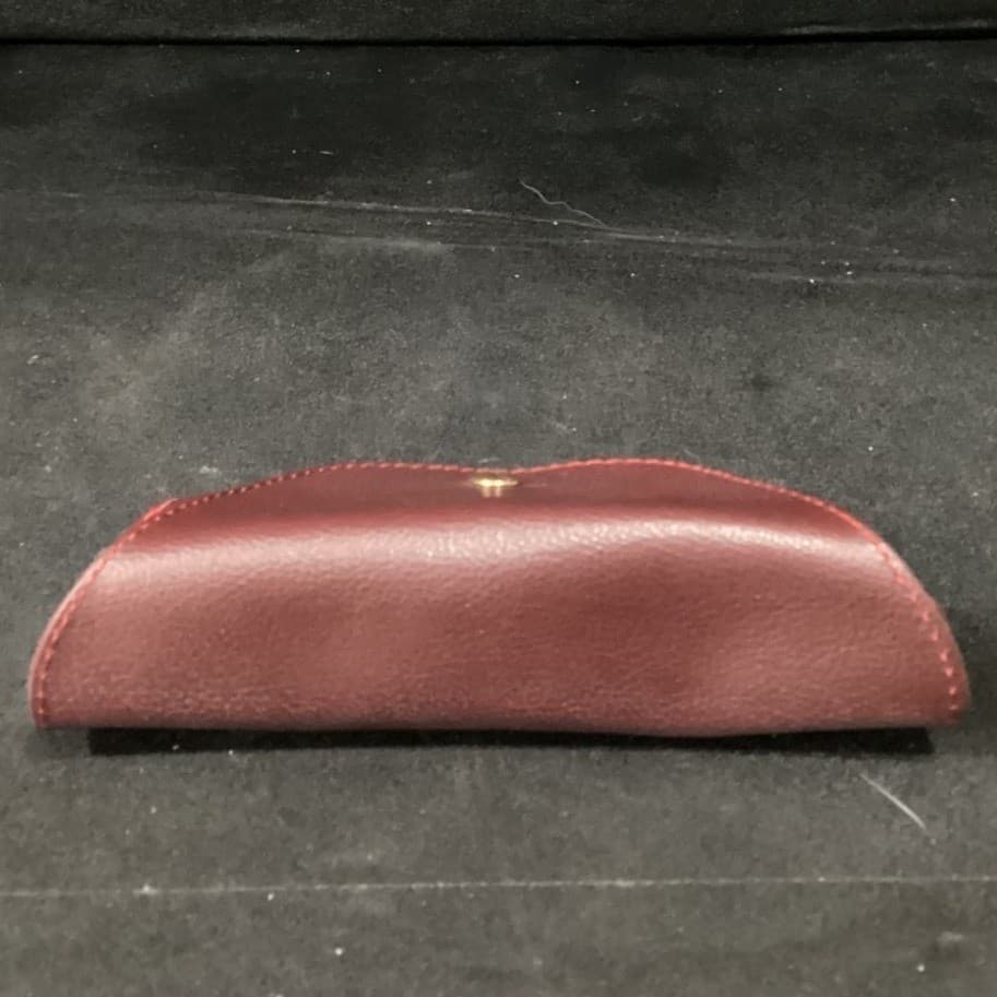 Brooks Brothers Burgundy Pebbled Leather Eyewear Case Made in Italy Snap Closure - Thumbnail 4