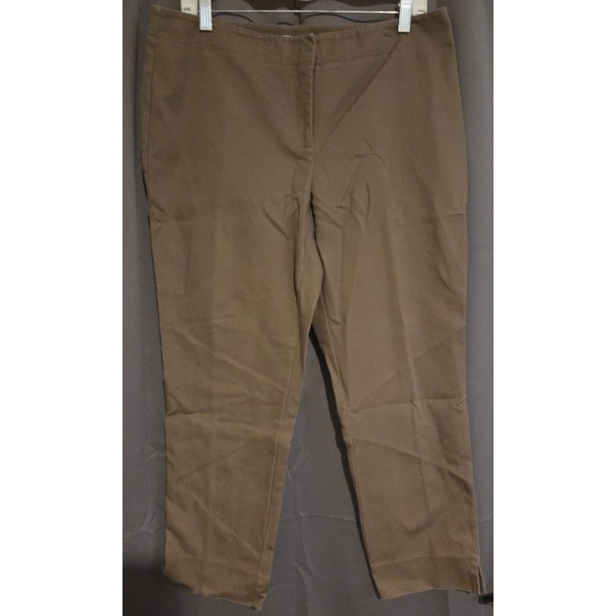 Chicos Brown Cotton Blend Ankle Pants, Woman's Size 2, Medium Career Trousers - Thumbnail 3