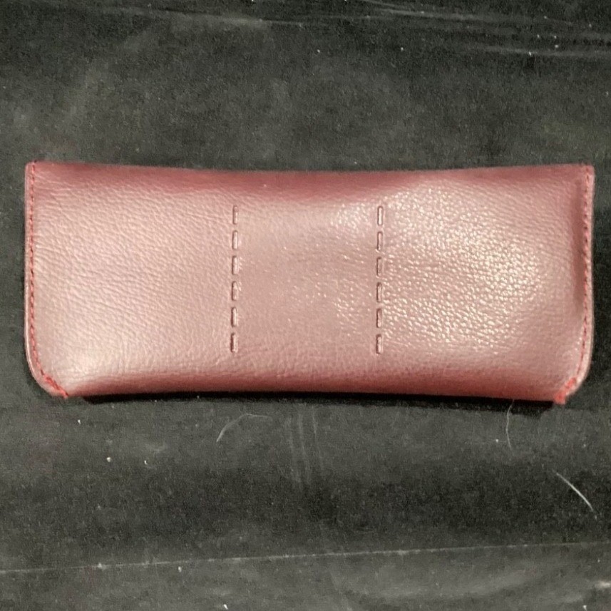 Brooks Brothers Burgundy Pebbled Leather Eyewear Case Made in Italy Snap Closure - Thumbnail 3