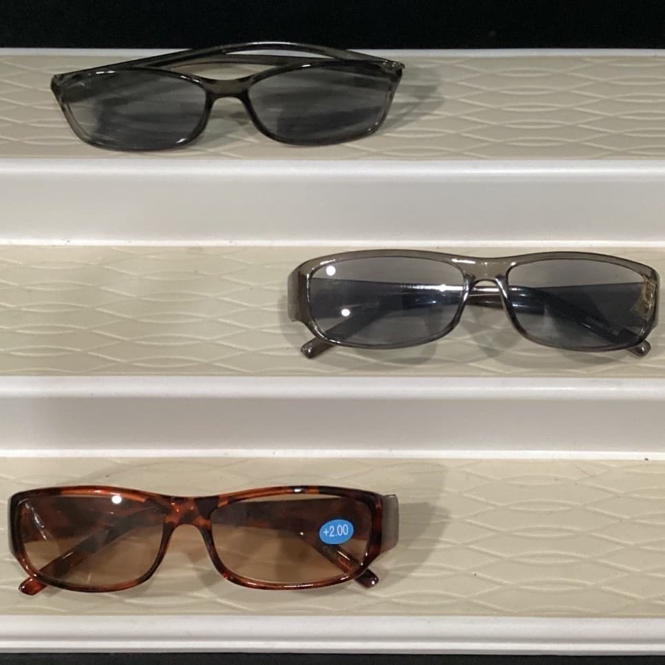 Lot of 3 Rectangular Reading Glasses +2.00 Tortoise Shell and Smoke Grey Frames - Thumbnail 2