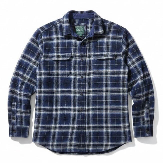 Woolrich Blue Plaid Cotton Flannel Button Down, Men's Large Shirt HMT46235