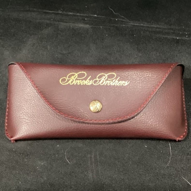 Brooks Brothers Burgundy Pebbled Leather Eyewear Case Made in Italy Snap Closure - Thumbnail 2