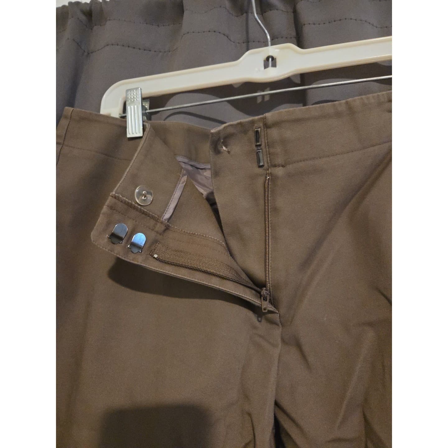 Chicos Brown Cotton Blend Ankle Pants, Woman's Size 2, Medium Career Trousers - Thumbnail 6