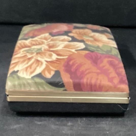 Floral Tapestry Jewelry Travel Case Mirror Multi Compartment Gold Tone Vintage - Thumbnail 10