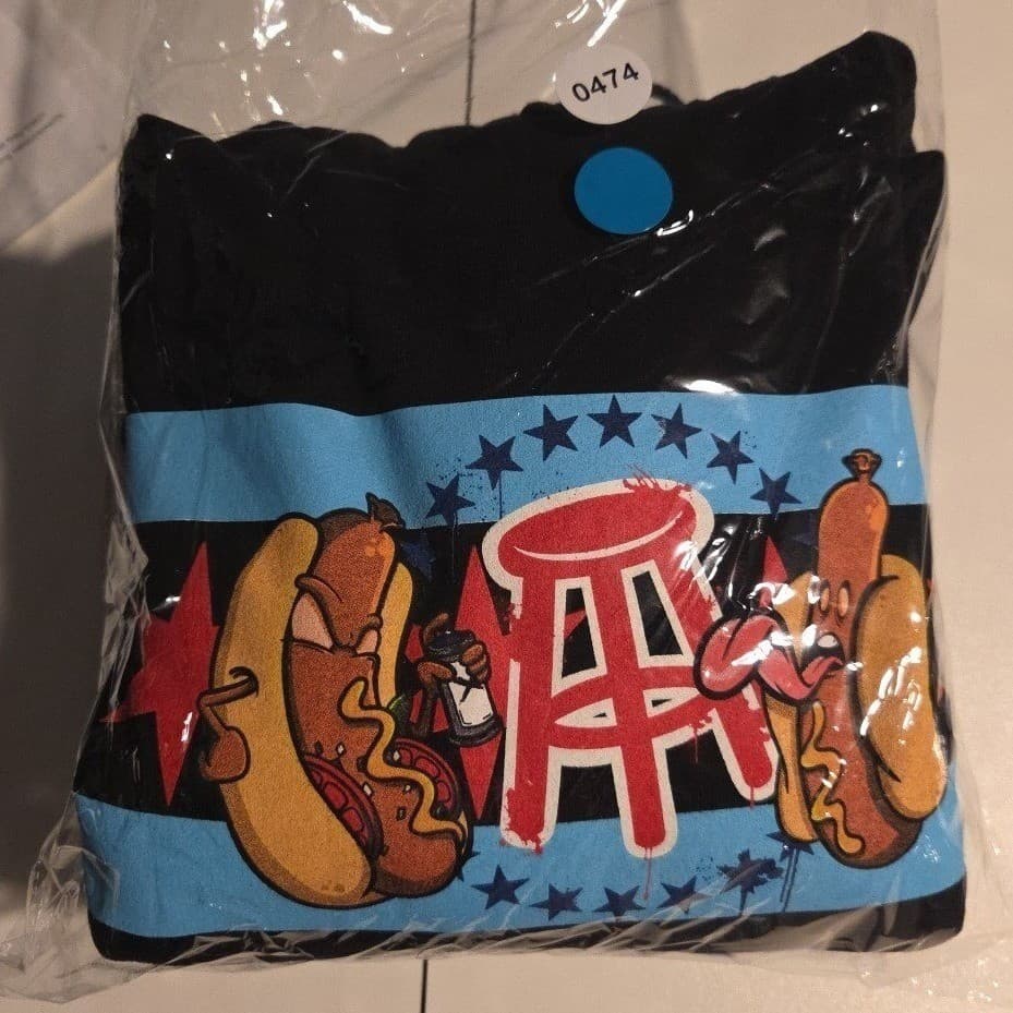 Champion Barstool Sports Chicago Hot Dog Flag Black Hoodie, Men's 3XL S700 BK - Thumbnail 9