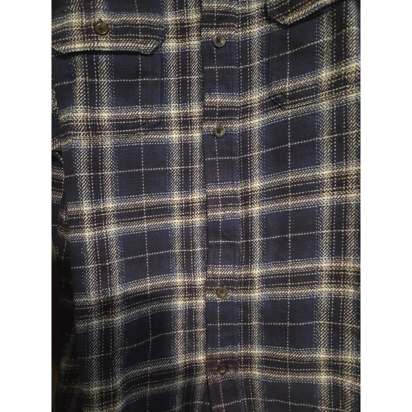 Woolrich Blue Plaid Cotton Flannel Button Down, Men's Large Shirt HMT46235 - Thumbnail 6