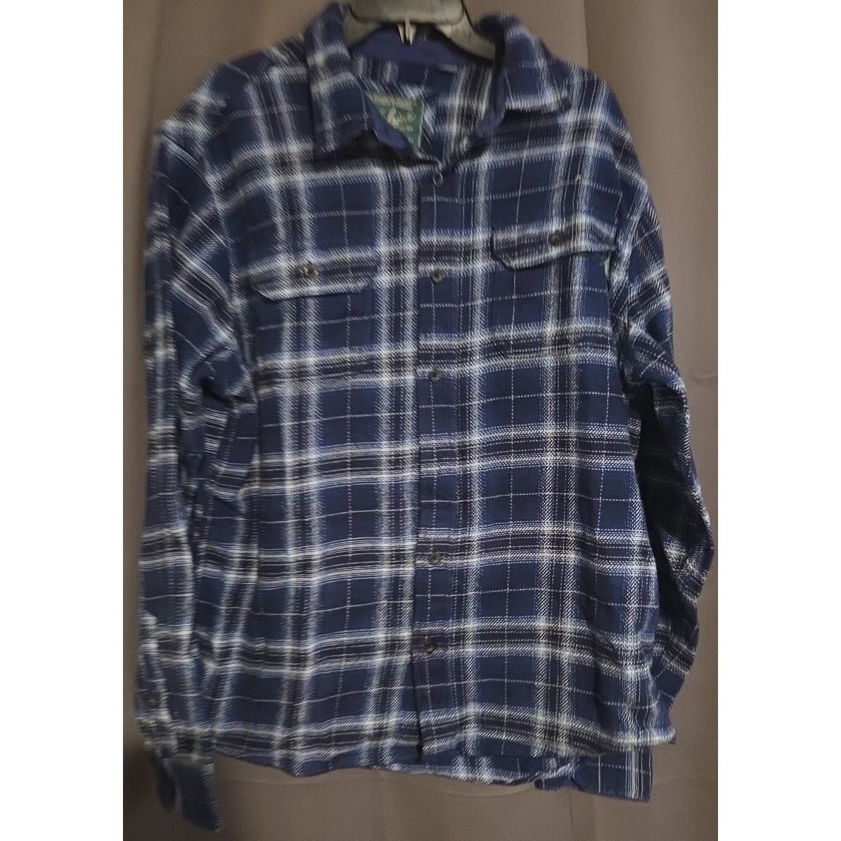 Woolrich Blue Plaid Cotton Flannel Button Down, Men's Large Shirt HMT46235 - Thumbnail 3