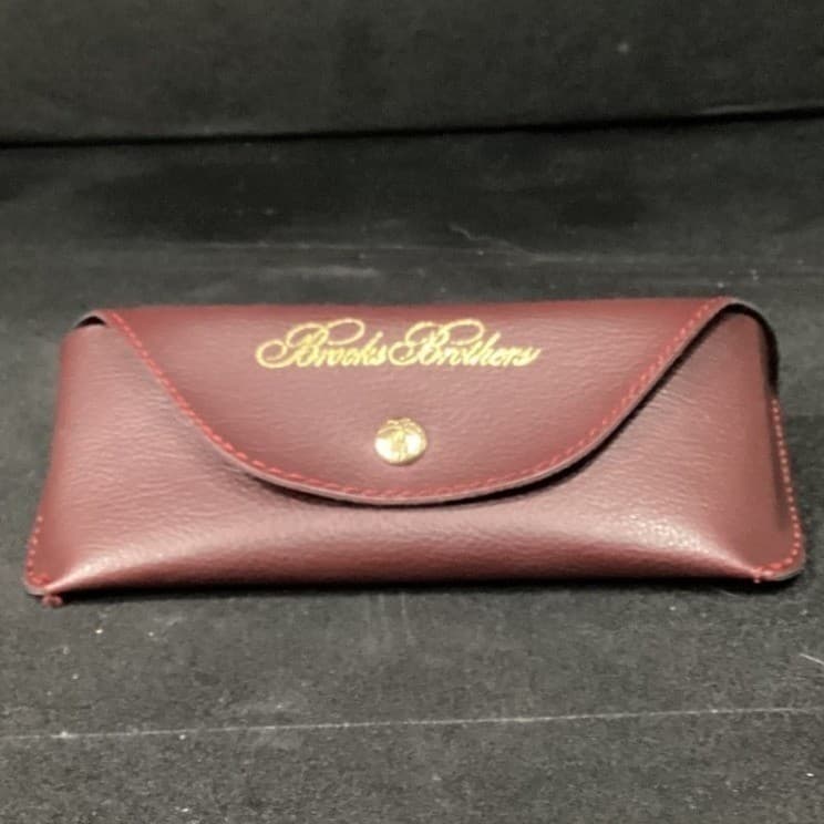 Brooks Brothers Burgundy Pebbled Leather Eyewear Case Made in Italy Snap Closure - Thumbnail 5