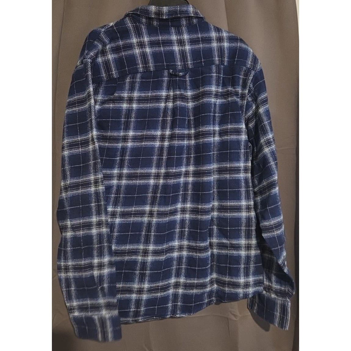 Woolrich Blue Plaid Cotton Flannel Button Down, Men's Large Shirt HMT46235 - Thumbnail 4