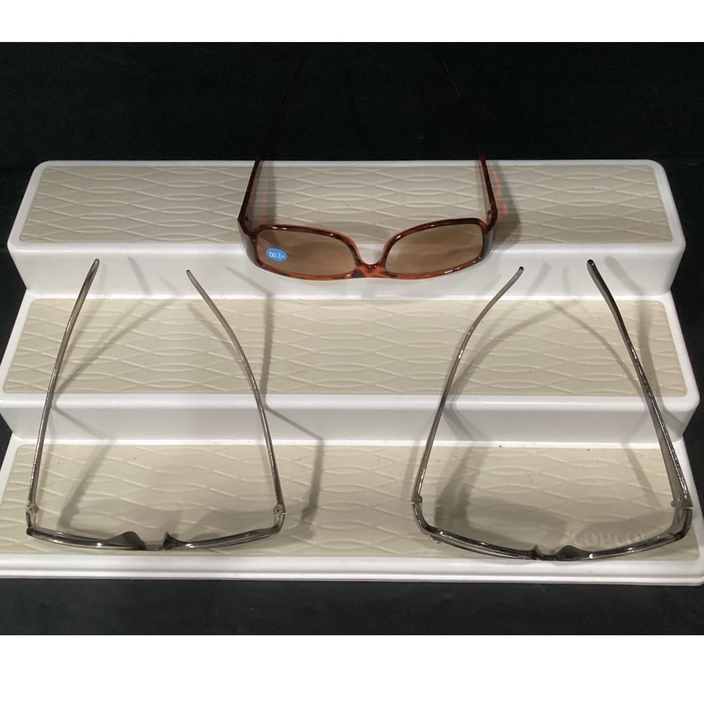Lot of 3 Rectangular Reading Glasses +2.00 Tortoise Shell and Smoke Grey Frames - Thumbnail 5