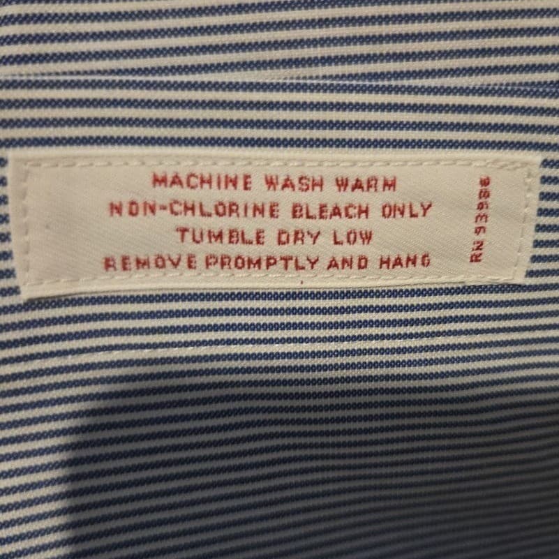 Brooks Brothers Blue and White Striped Non-Iron Cotton Dress Shirt, Men's 17-33 - Thumbnail 8
