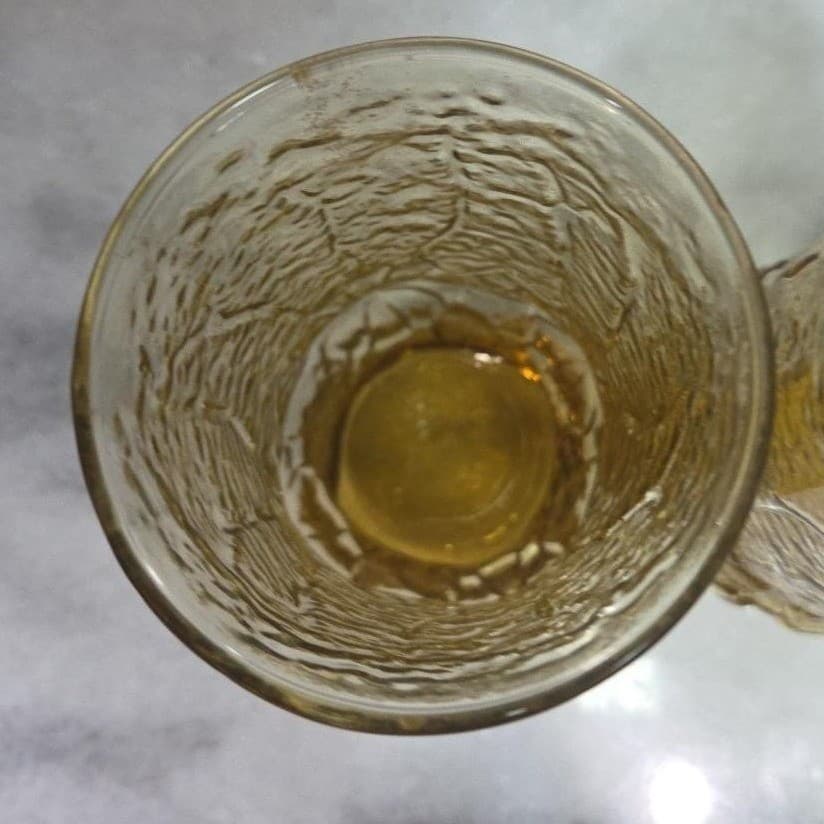 Anchor Hocking Amber Rain Flower Tumblers, Set of 2, Vtg Pressed Glass Drinkware - Thumbnail 7