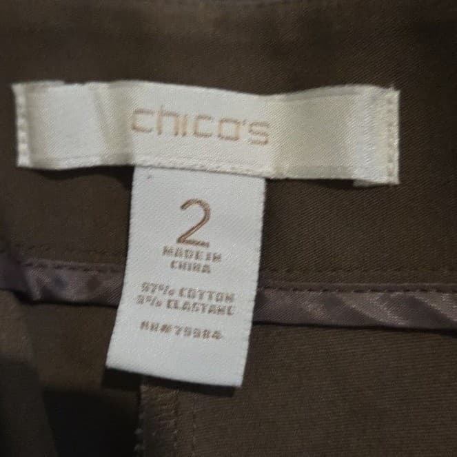 Chicos Brown Cotton Blend Ankle Pants, Woman's Size 2, Medium Career Trousers - Thumbnail 5