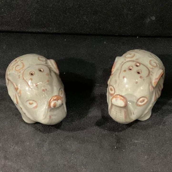 Pier 1 Imports Elephant Salt & Pepper Shakers, Vintage Ceramic Bohemian Kitchen - Thumbnail 4