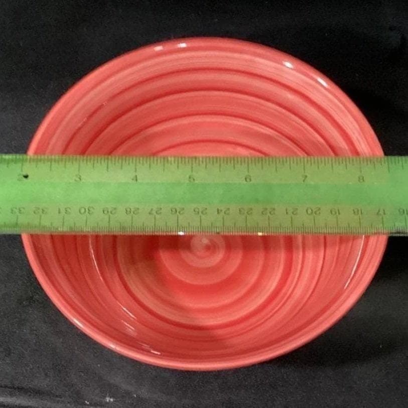 Original Swirl Red Hand-Painted Cereal Bowls, Set of 4, Vtg Ceramic Dinnerware - Thumbnail 2