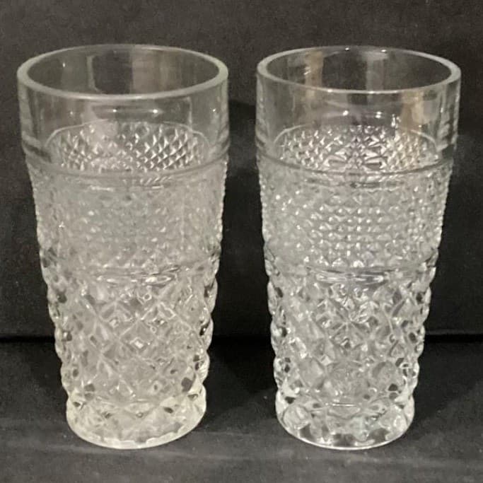 Anchor Hocking Wexford Tumblers, Set of 2, Vintage Clear Pressed Glass Drinkware - Thumbnail 8