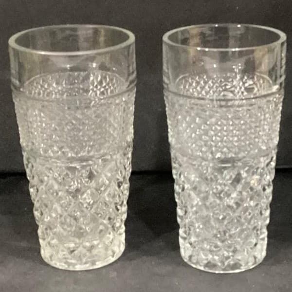 Anchor Hocking Wexford Tumblers, Set of 2, Vintage Clear Pressed Glass Drinkware - Thumbnail 7