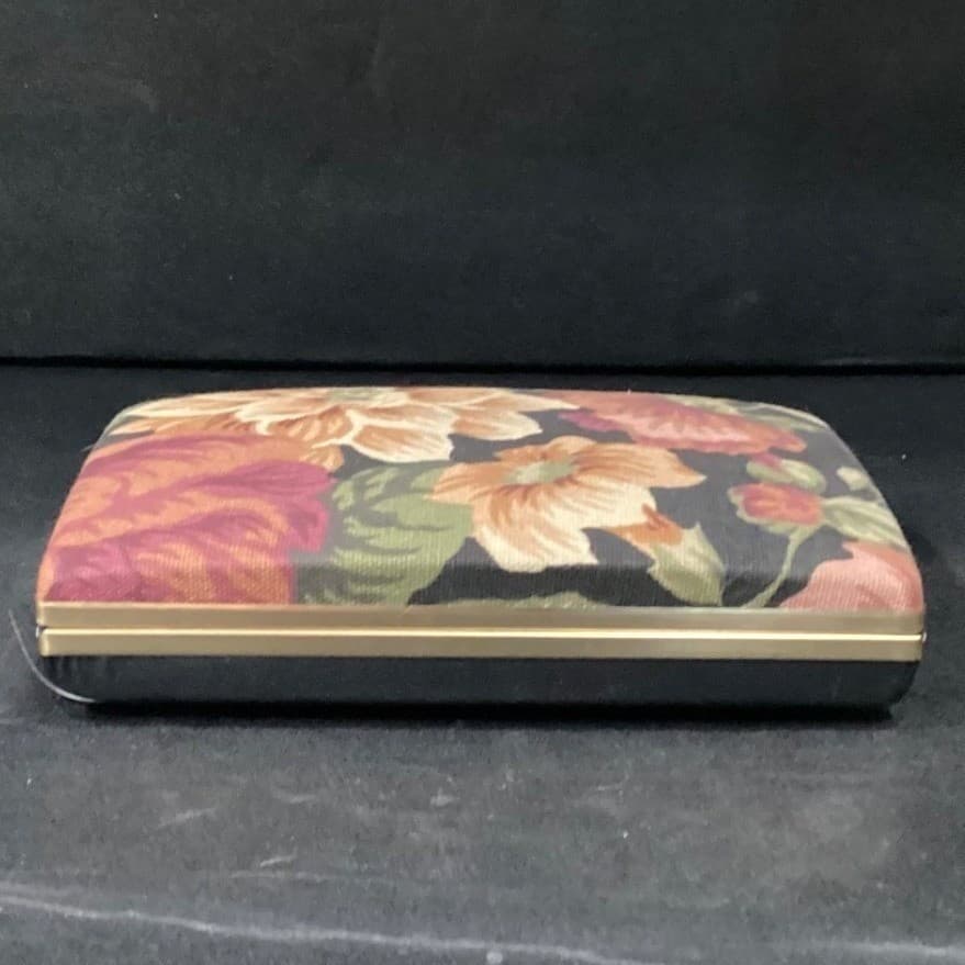 Floral Tapestry Jewelry Travel Case Mirror Multi Compartment Gold Tone Vintage - Thumbnail 9