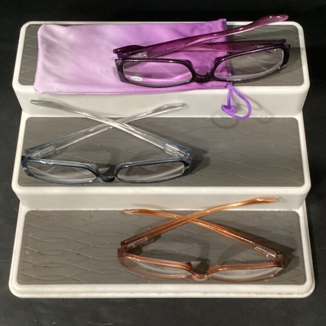 JM New York Reading Glasses Set of 3 Purple Orange Blue Rectangular Frames +3.00 - Thumbnail 9