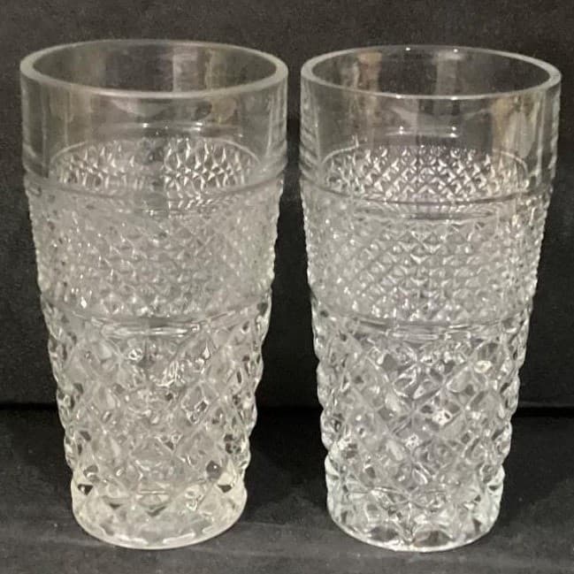 Anchor Hocking Wexford Tumblers, Set of 2, Vintage Clear Pressed Glass Drinkware - Thumbnail 9