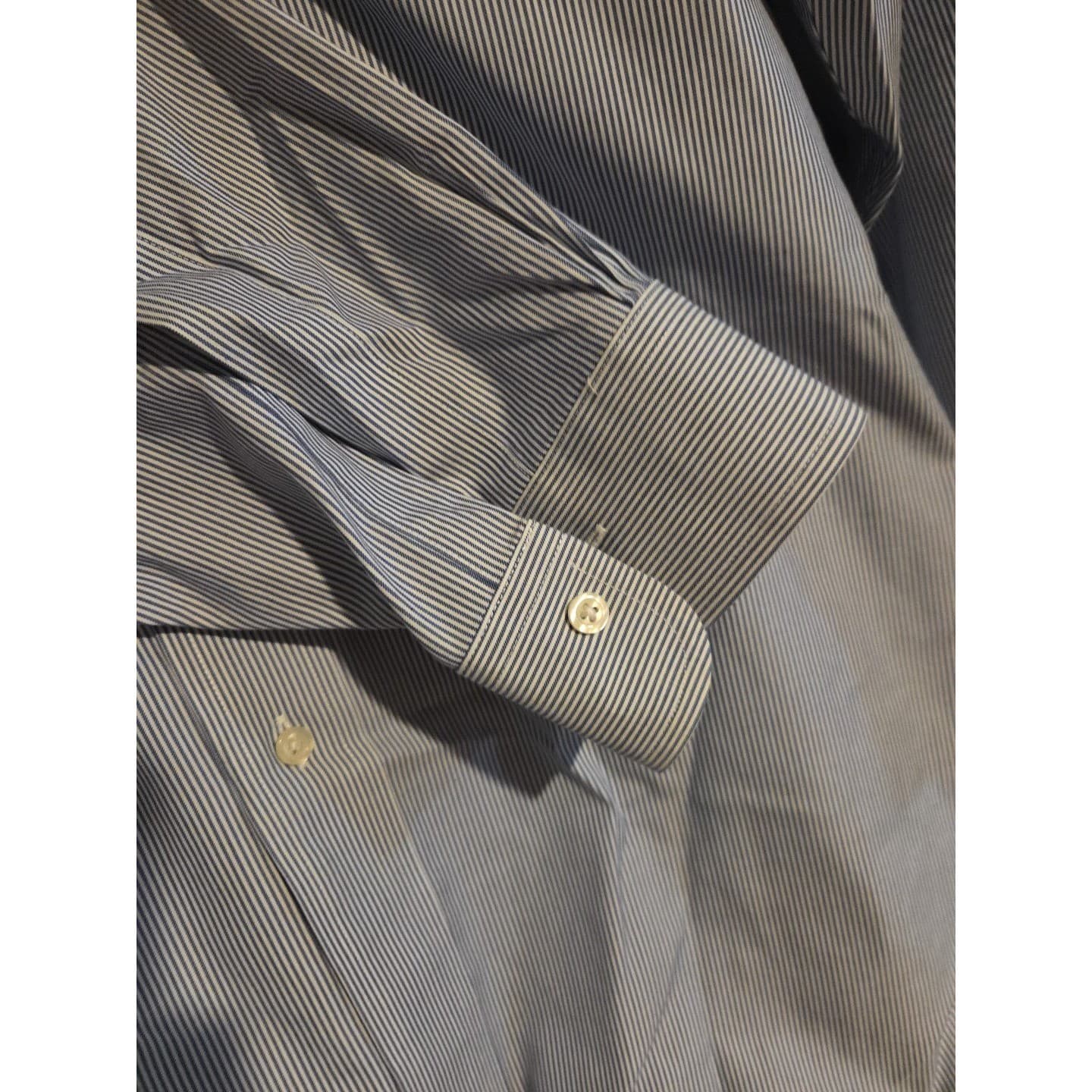 Brooks Brothers Blue and White Striped Non-Iron Cotton Dress Shirt, Men's 17-33 - Thumbnail 7
