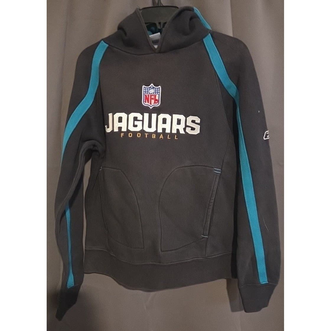 Reebok NFL Jacksonville Jaguars Hoodie, Men's Grey Teal Authentic Sideline - Thumbnail 2
