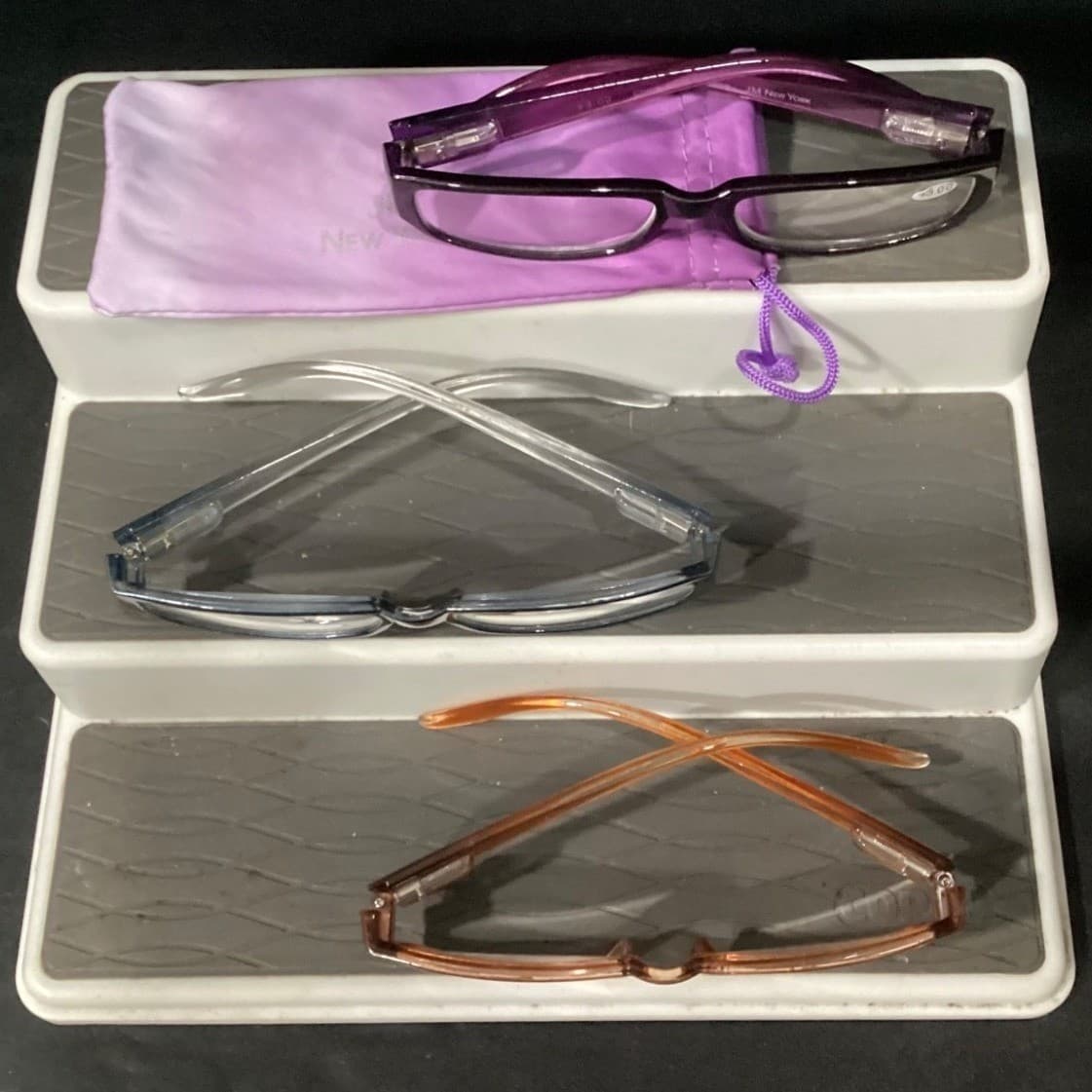 JM New York Reading Glasses Set of 3 Purple Orange Blue Rectangular Frames +3.00 - Thumbnail 8