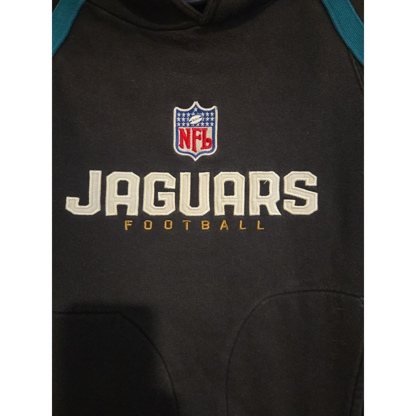 Reebok NFL Jacksonville Jaguars Hoodie, Men's Grey Teal Authentic Sideline - Thumbnail 6
