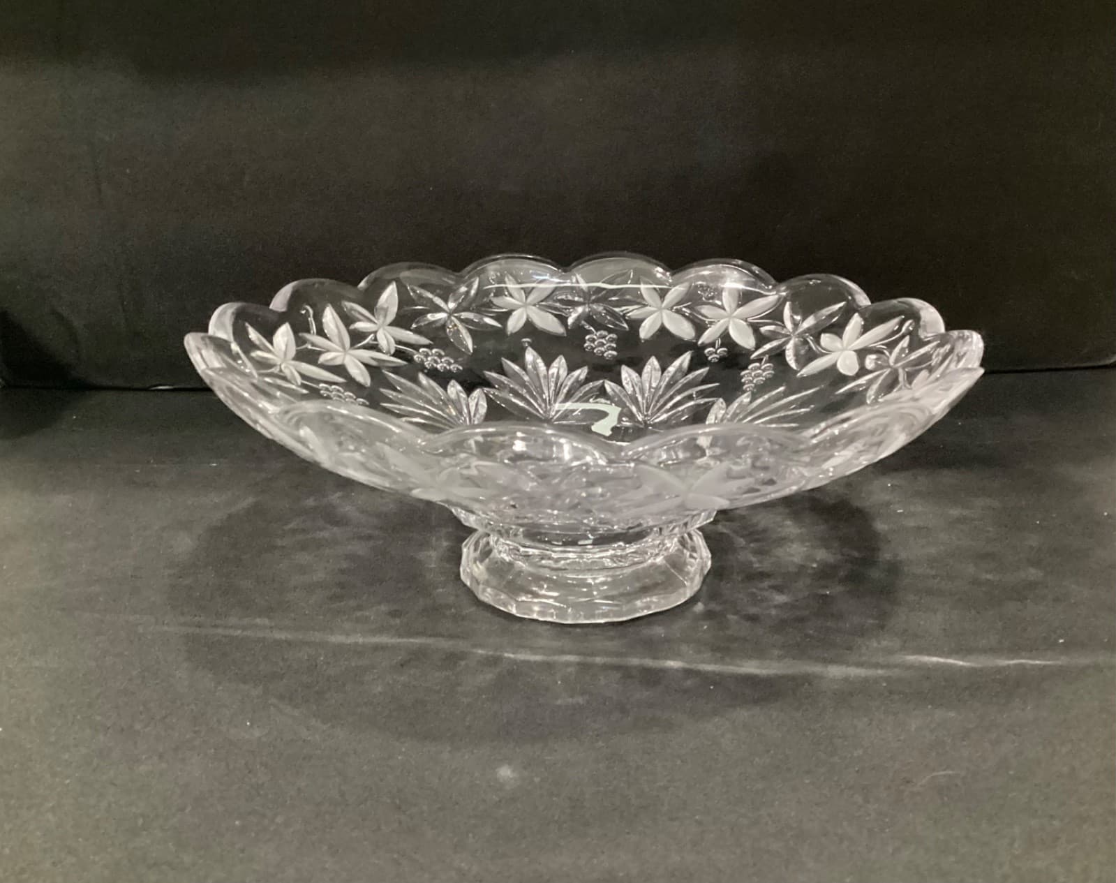Vintage Mikasa Garden Terrace Footed Crystal Centerpiece Bowl 12" Frosted - Thumbnail 9