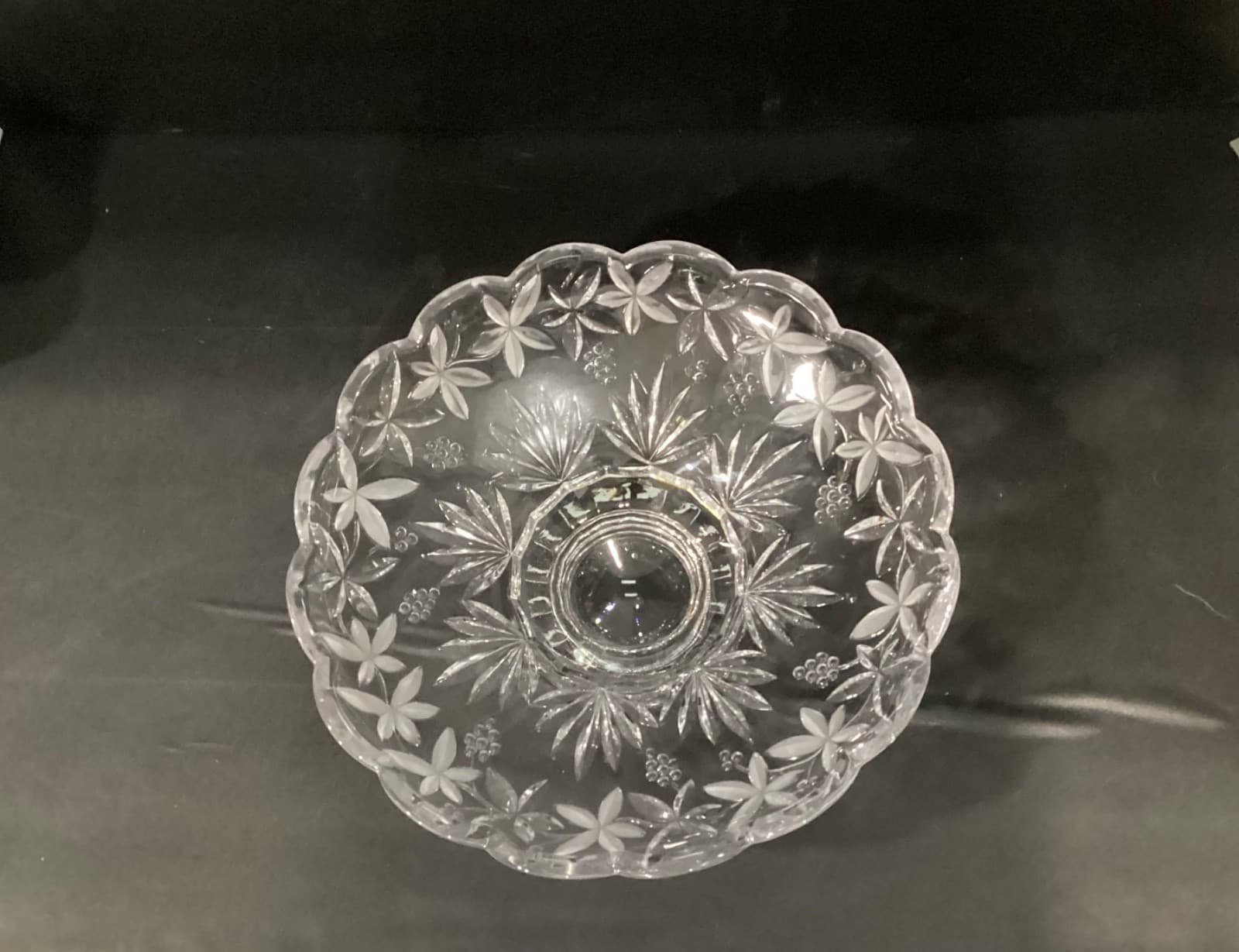 Vintage Mikasa Garden Terrace Footed Crystal Centerpiece Bowl 12" Frosted - Thumbnail 4